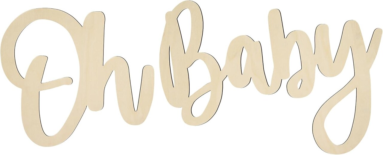 Oh Baby Sign - Wood Color | Perfect for Baby Showers, Gender Reveal Parties, Baby's 1st Birthday, and Photo Backdrops | Boy/Girl Decorations and Party Background